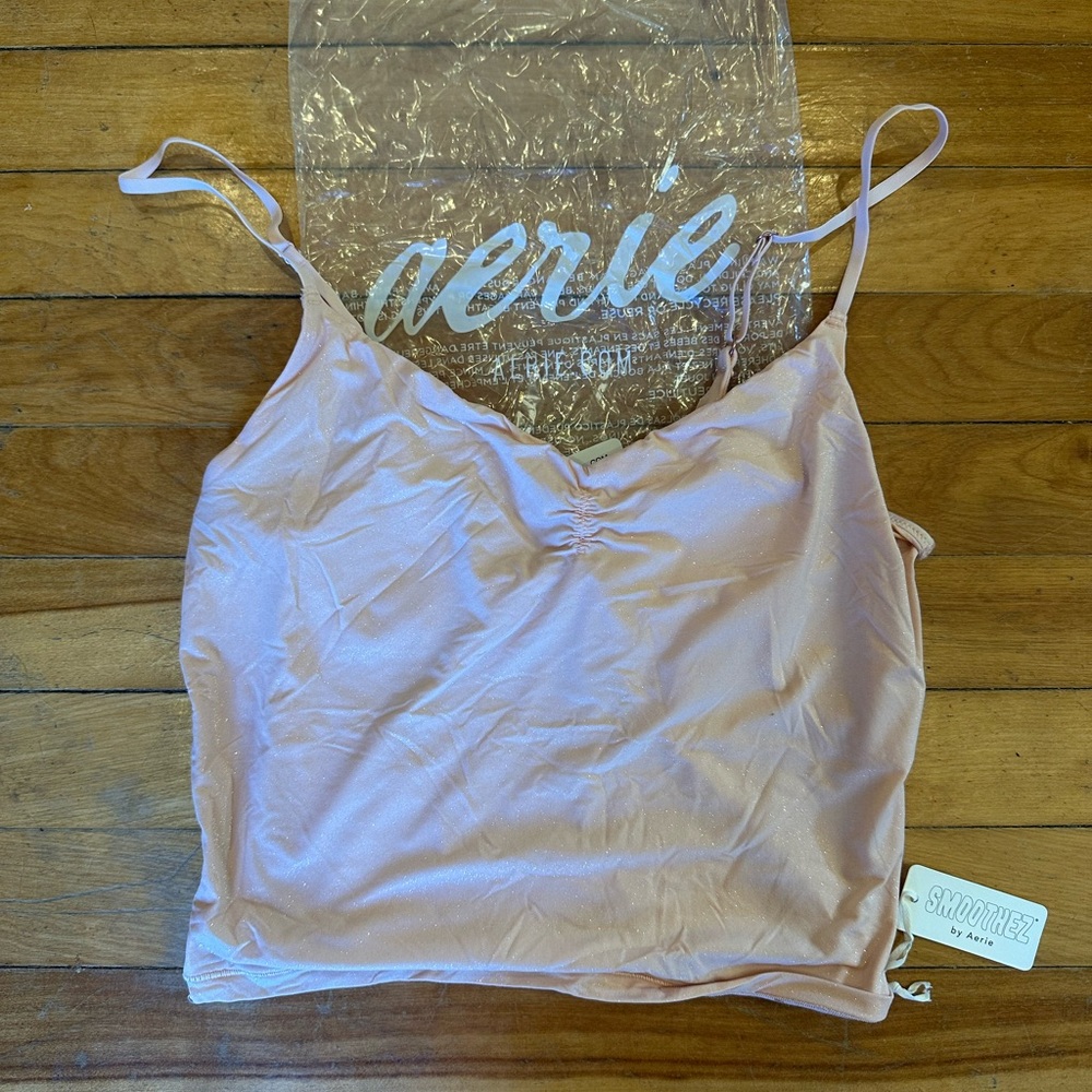 Aerie Women's Pink Shimmer Crop Cami Top